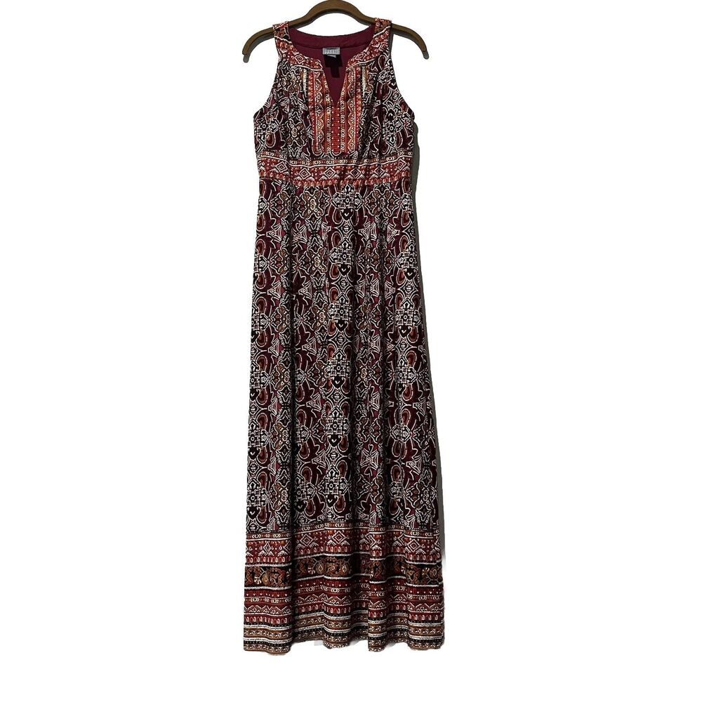 Rabbit Rabbit Rabbit Burgundy Patterned Maxi Dress